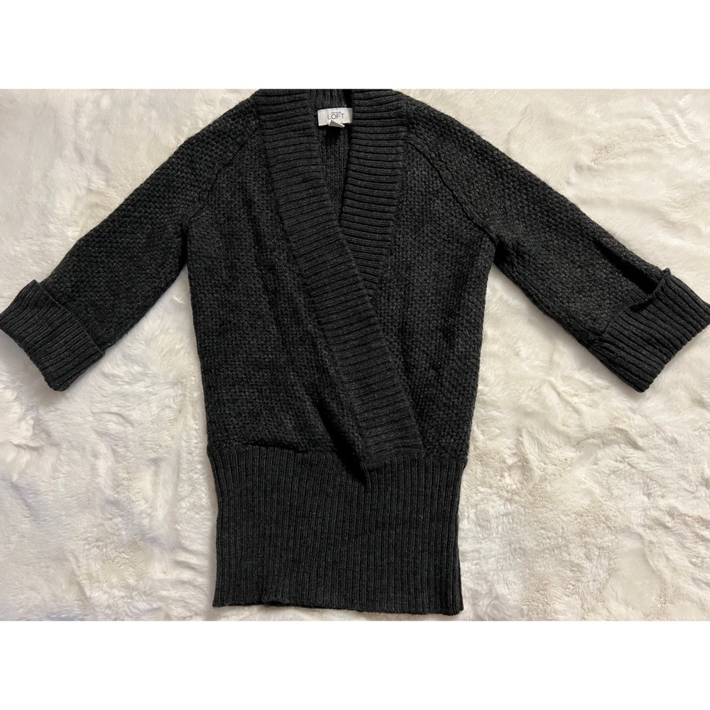 ANN TAYLOR LOFT GREY SWEATER, WOMEN, XS